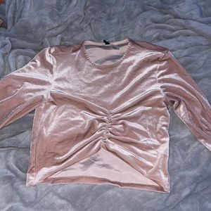 Pink velvet long sleeve H&M top